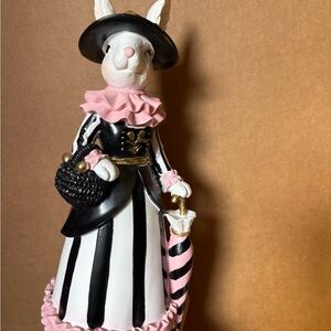 Charming Pink and Black Bunny Figurine